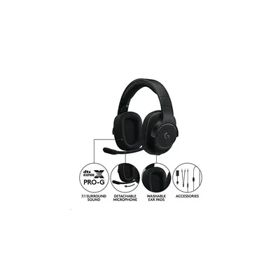 Fejhallgató Logitech G433 Vezetékes USB/3,5mm Jack Dolby DTS 7.1  hangerőszabályzó fekete : 981-000668 fotó