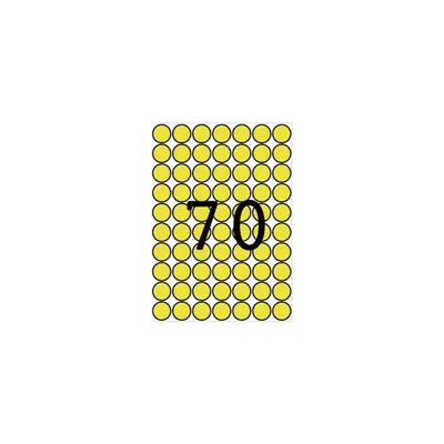 Etikett, 19 mm kör, színes, A5 hordozón, APLI, sárga, 560 etikett/csomag : APLI-12103 fotó