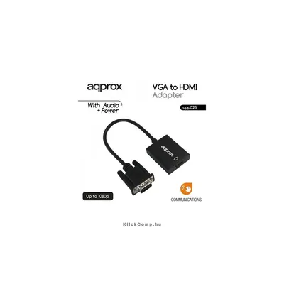 VGA - HDMI Adapter with audio input APPROX APPC25 konverter : APPC25 fotó