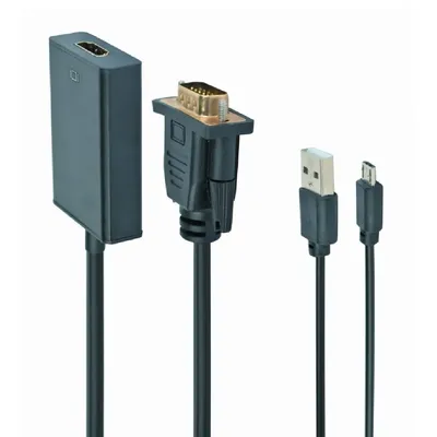 kábel VGA to HDMI adapter cable 0,15m Black Gembird - Már nem forgalmazott termék : A-VGA-HDMI-01 fotó