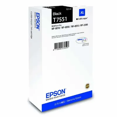 Epson fekete tintapatron XL T7551 5000 oldal : C13T755140 fotó