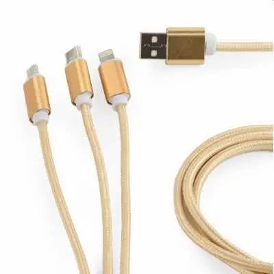 Töltő kábel  3in1 USB-A-ról USB-C, microUSB, Lightning 1m Gembird : CC-USB2-AM31-1M-G fotó