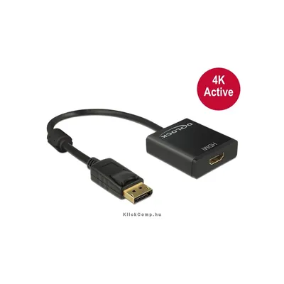 Displayport 1.2 dugós csatl. - HDMI csatlakozóhüvely 4K aktív - Fekete : Delock-62607 fotó