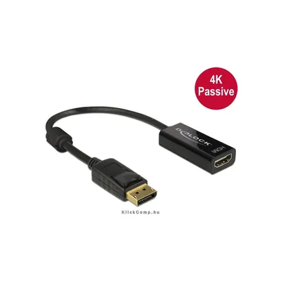 Displayport 1.2 dugós csatl. - HDMI csatlakozóhüvely 4K passzív - Fekete : Delock-62609 fotó