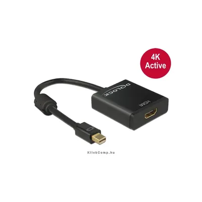 miniDisplayport 1.2 dugós csatl. - HDMI csatlakozóhüvely 4K aktív - Fekete : Delock-62611 fotó