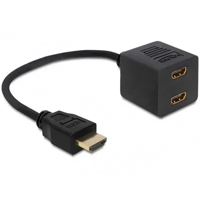 HDMI elosztó adapter 1x apa 2x anya HDMI High Speed Ethernettel Delock : Delock-65226 fotó