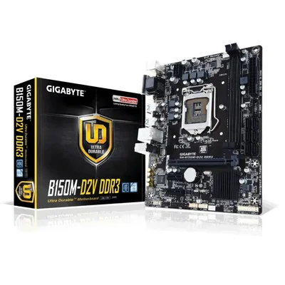 Alaplap B150 LGA1151 mATX Gigabyte B150M-D2V DDR3 Intel : GA-B150M-D2V-DDR3 fotó