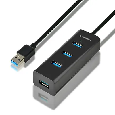 USB Hub 4 port USB3.0 gyorstöltéssel 1,2m kábel fekete AXAGON HUE-S2BL : HUE-S2BL fotó