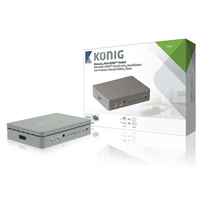 HDMI Kapcsoló 4-Port Sötétszürke : KNVSW3404 fotó