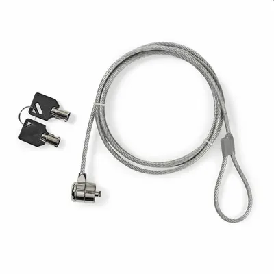 Notebook rögzítő kábel kulcsos - laptop kábelzár lakattal 1,8M Ezüst : NBLKK1002ME fotó