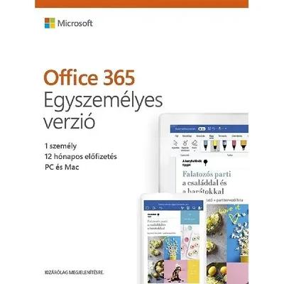 Microsoft Office 365 Personal (Egyszemélyes) P4 HUN 1 Felhasználó 1 év dobozos irodai programcsomag szoftver : QQ2-00784 fotó