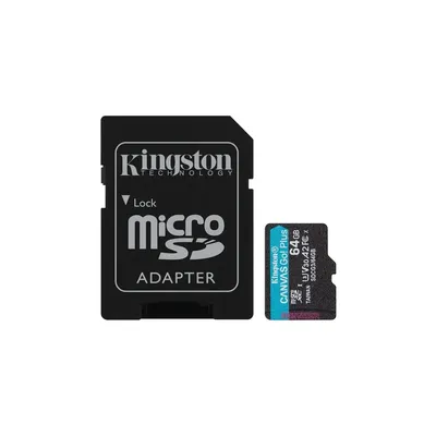 Memória-kártya 64GB SD micro adapterrel (SDXC Class 10  UHS-I U3) Kingston Canvas Go! Plus SDCG3/64GB : SDCG3_64GB fotó