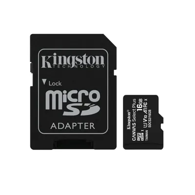Memória-kártya 16GB SD micro (SDHC Class 10 A1) Kingston Canvas Select Plus adapterrel : SDCS2_16GB fotó