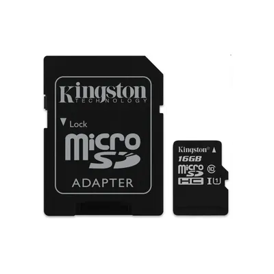 Memória-kártya 16GB SD micro SDHC Class 10  UHS-I Kingston Canvas Select 80R SDCS/16GB adapterrel : SDCS_16GB fotó