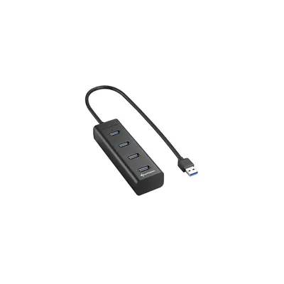 USB Hub 4 port USB3.0 Aluminium Hub Fekete : SHARK-4044951016976 fotó