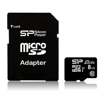 8GB Memória-kártya micro SDHC Class10 adapterrel : SP008GBSTHBU1V10 fotó