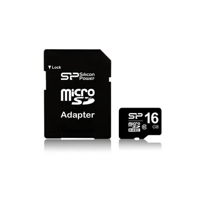 16GB SD MicroSD kártya Class10 + adapter Silicon Power - Már nem forgalmazott termék : SP016GBSTH010V10SP fotó