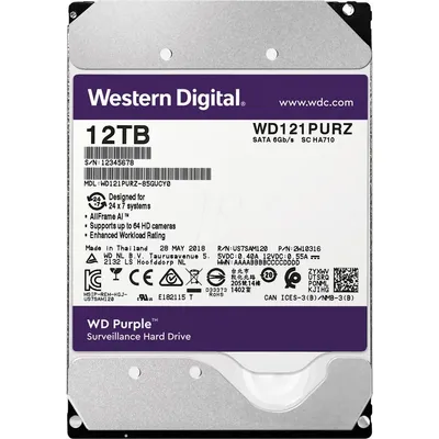 12TB 3.5" HDD SATA3 Western Digital Purple 256MB 7200RPM : WD121PURZ fotó