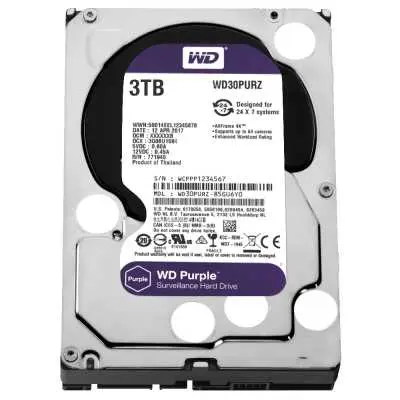 3TB 3,5" HDD SATA3 64MB 5400RPM Western Digital Purple winchester : WD30PURZ fotó