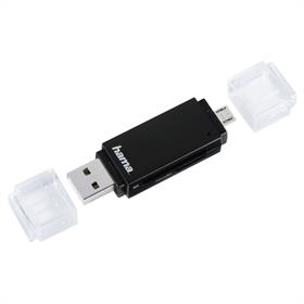 Kártyaolvasó USB 2.0 mobil-tablet fekete SD/micro kártyaolvasó Hama : 181056-Hama