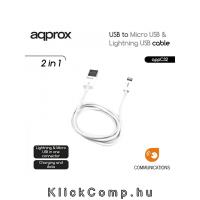 USB - Micro USB & Lightning USB cable (Apple, iPhone, iPad) APPROX APP : APPC32