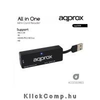 Mini kártyaolvasó All-in-one (Micro SD/ SD/ MS/MS-PRO/ MSDuo/ M2) Feke : APPCR01B