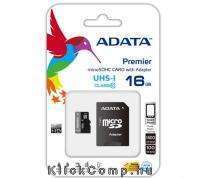 16GB SD MicroSD kártya Class10 + adapter ADATA : AUSDH16GUICL10-RA1