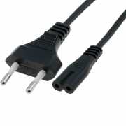Euro kábel fekete CEE 7/16 (C) dugó,IEC C7 anya; 1,5m : CABLE-704