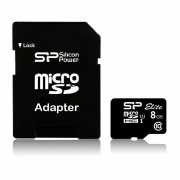 Akció 8GB Memória-kártya micro SDHC Class10 adapterrel : SP008GBSTHBU1V10