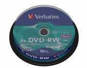 DVD-RW lemez, újraírható, 4,7GB, 4x, hengeren, VERBATIM : VERBATIM-43552