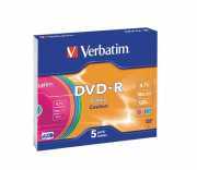 DVD-R lemez, színes felület, AZO, 4,7GB, 16x, vékony tok, VERBATIM : VERBATIM-43557