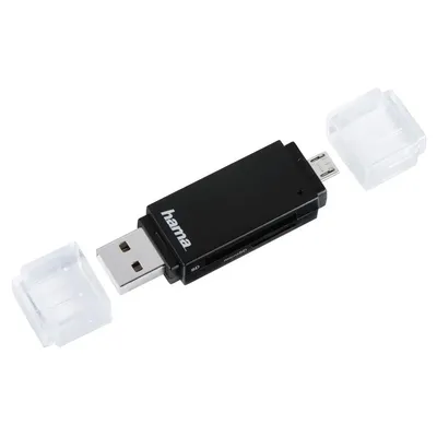 Kártyaolvasó USB 2.0 mobil-tablet fekete SD/micro kártyaolvasó Hama : 181056-Hama fotó