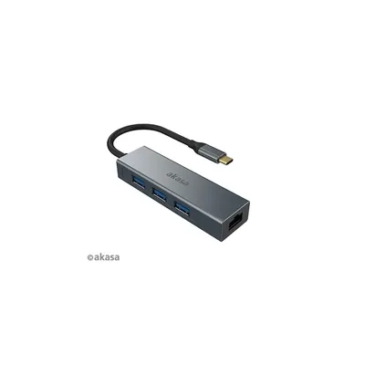 USB Type-C átalakító 3 x USB Type-A + Ethernet port 18cm Akasa : AK-CBCA20-18BK fotó