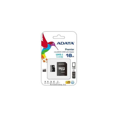 16GB SD MicroSD kártya Class10 + adapter ADATA : AUSDH16GUICL10-RA1 fotó