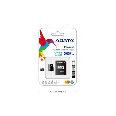 Memória-kártya 32GB MicroSDHC + Adapter UHS-I CLASS10 : AUSDH32GUICL10-RA1 fotó