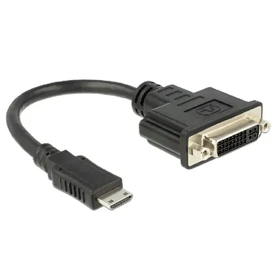 Adapter HDMI Mini-C male > DVI 24+5 female 20cm Delock fekete : DELOCK-65564 fotó