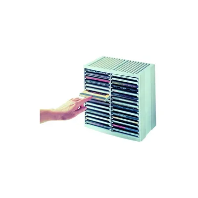 CD-tároló, automata kiemelőrendszerű, 30+18 db-os, FELLOWES "Spring", platinaszürke : FELLOWES-9823003 fotó