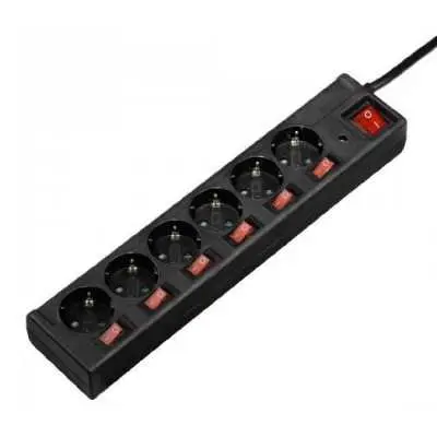 Elosztó 6-os 6+1 kapcsoló, 1,4m kábellel, fekete, Hama - Már nem forgalmazott termék : Hama-121946 fotó