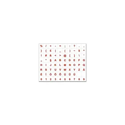 piros betű víztiszta alap magyar billentyűzet matrica : KBMATRICAHUP fotó