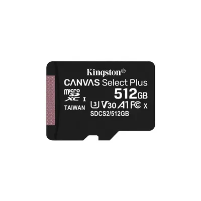 Memória-kártya 512GB SD micro SDXC Class 10 A1 Kingston Canvas Select Plus : SDCS2_512GBSP fotó