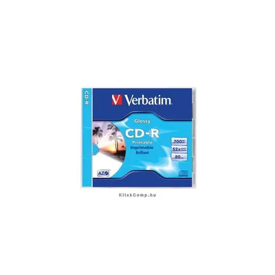 CD-R lemez, nyomtatható, matt, ID, AZO, 700MB, 52x, normál tok, VERBATIM : VERBATIM-43325 fotó