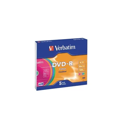 DVD-R lemez, színes felület, AZO, 4,7GB, 16x, vékony tok, VERBATIM : VERBATIM-43557 fotó