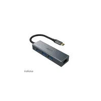 USB Type-C átalakító 3 x USB Type-A + Ethernet port 18cm Akasa : AK-CBCA20-18BK