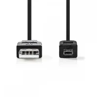 USB kábel USB 2.0 USB A dugó - Hirose Mini 4 tűs dugasz 2m Fekete : CCGP60200BK20