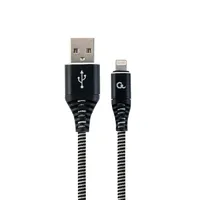 Kábel USB-Lightning 2m fekete-fehér szőtt Gembird : CC-USB2B-AMLM-2M-BW