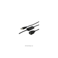 USB2.0 hosszabbítókábel 10m Aktív A-A apa/anya, duplán árnyékolt, Equi : EQUIP-133310