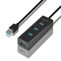 USB Hub 4 port USB3.0 gyorstöltéssel 1,2m kábel fekete AXAGON HUE-S2BL : HUE-S2BL
